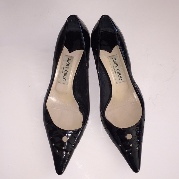 Jimmy Choo Shoes - 🍒Jimmy Choo Pointed Toe Leather Kitten Heel Pumps